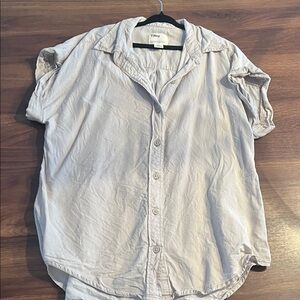 Tilley striped beige and white short sleeve blouse